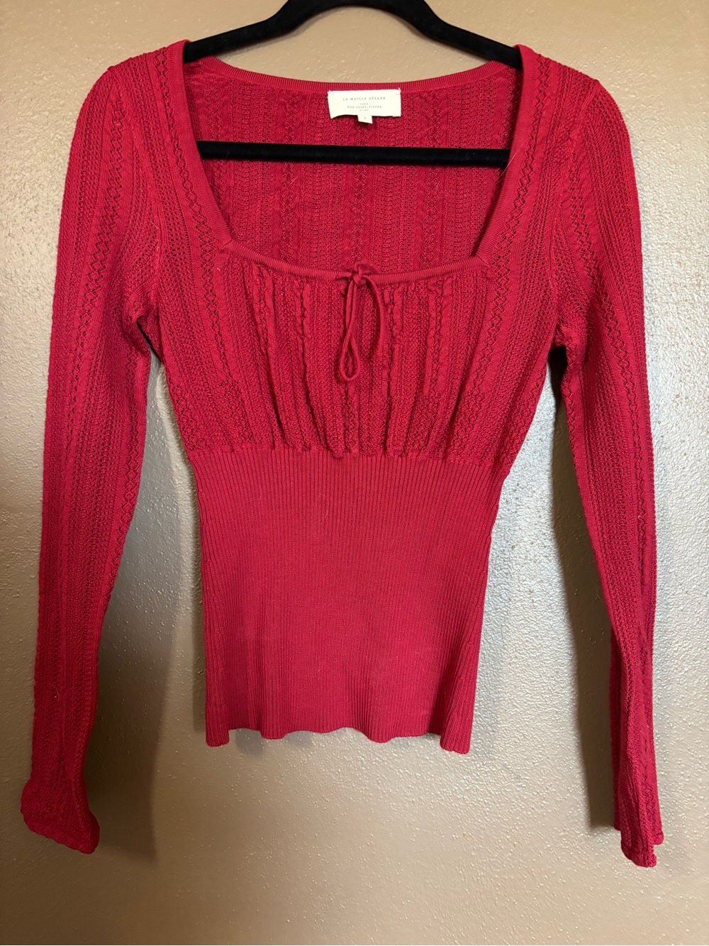 LA MAILLE SÉZANE  large Red Knit Scoop Neck Long Sleeve Top